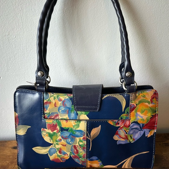 Patricia Nash Navy Floral Shoulder Bag Leather Le Fluer Purse with Dust bag NWT - Picture 7 of 15
